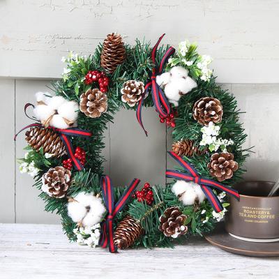 China Christmas Atmosphere 30cm 40cm Holiday Artificial Christmas Wreath For Decoration With Boxwood Wreath for sale