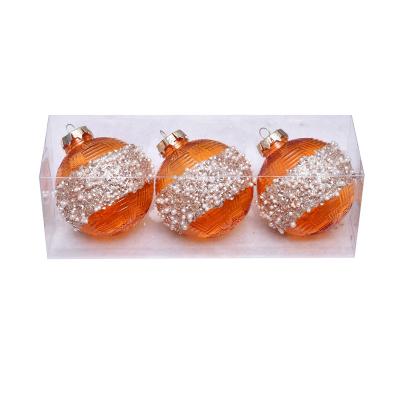 China Christamas Home Decoration 8cm Christmas Tree Decorations Painted Glitter + Bead Hollow Round Christmas Ball for sale