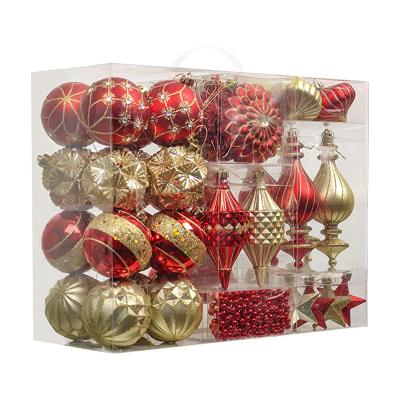 China Christmas Plastic Deluxe Assorted Red And Gold Shatterproof Ball Ornaments Decoration Set Christmas Tree Ornaments Decoration for sale