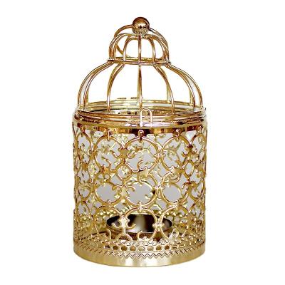 China Wholesale Plating Custom Home Decor Metal Craft Wedding Decoration Gold Birdcage Candle Jar for sale