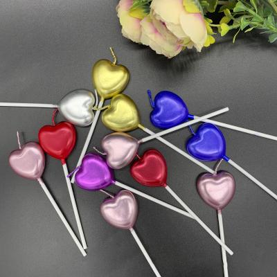 China Wholesale Flameless Flameless Party Cake Candles Wholesale Heart Shaped Luxury Gold Children's Birthday Candle for sale