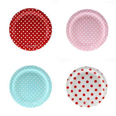 China Wholesale Disposable Colorful 7inch 9inch 10inch Dot Small Paper Plates for sale