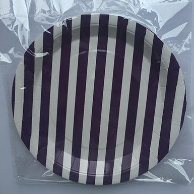 China Wholesale Promotional Disposable Colorful Disposable Lunch Dishes Birthday Party Black Striped Paper Plates for sale