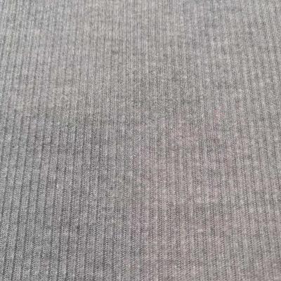 China Custom Stretch Factory Polyester 225GSM Rayon Spandex Yarn-dyeing 2x2 Rib Knit Fabric For Garment for sale