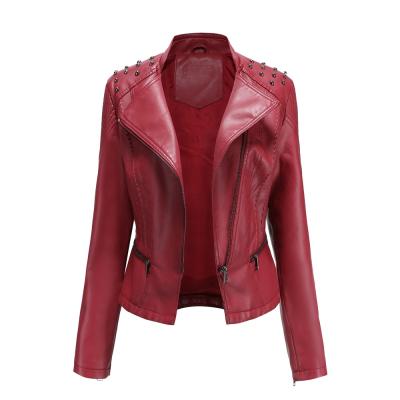 China Women's QUICK DRY Faux Leather Jacket With Pockets Fur Striping Moto Outwear Biker Short Coat Slim Fit PU For Fall And Winter for sale