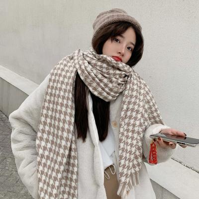 China Best Price Thousand Bird Grid Scarf Korean Autumn Winter New Warm Version Shawl Scarf for sale