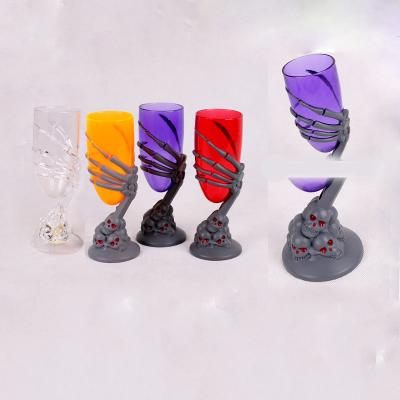 China New Halloween LED Glass Wine Plastics Creative Induction Luminous Color Changing Cup Halloween Ghost Festival Decoration for sale