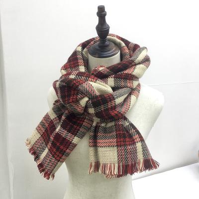 China Autumn soft red double-sided winter women plaid gift Japan and South Korea warm Christmas plaid extended shawls scarves and cashmere for sale