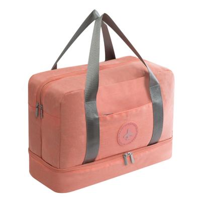 China Fashion Women Ladies Canvas Travel Weekender Bag Pink Color Overnight Handbag Fleece Luggage Handbag for sale