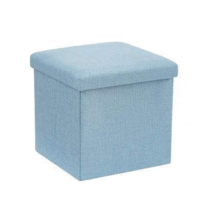 China Yiwu Roda Canvas Cover Foldable Rectangular MDF Board Inside Storage Ottoman Bench Stool for sale