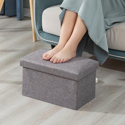 China Yiwu Roda Collapsible Foldable Fabric Ottoman with Lid Cube Stool with Storage Space for Footrest and Seat for sale