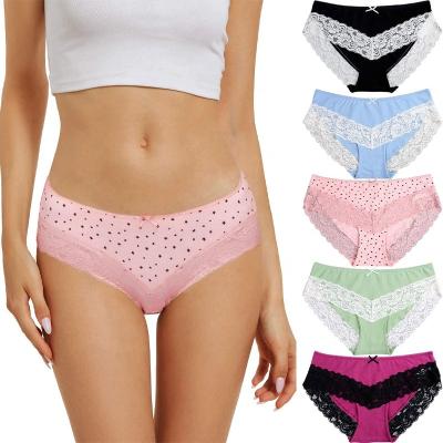 China Hot Sexy Women's Lace Cotton Panties Amazon Ladies Panties Breathable Underwear Breathable Cotton Panties Brief Underwear for sale