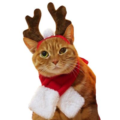 China Wholesale Sustainable Winter Cat Dog Puppy Pet Christmas Hat Scarf Pet Christmas Clothes for sale