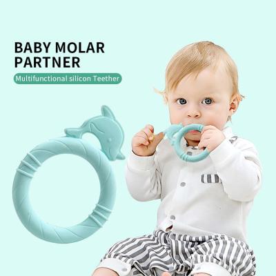 China New Sale Eco-friendly Baby Chew Teething Silicone Teether Food Grade Silicone Baby Toys Match Dolphin Baby for sale