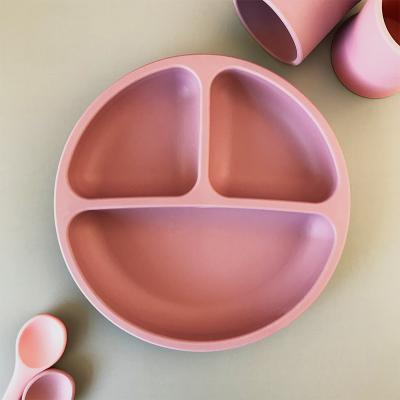 China Baby Silicone Feeding Dish Baby Food Silicone Dish Sets Divided By Viable Low Price for sale