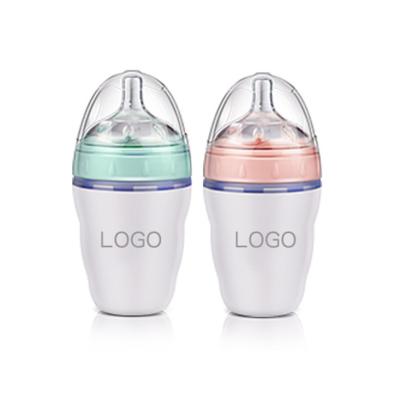 China New Arrive 150ml/180ml/240ml Baby BPA Product Anti Germ Free Baby Milk Bottles Silicone Baby Feeding Bottle for sale