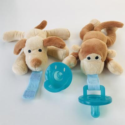 China Funny Stuffed Animals Baby Pacifier Pacifier Holder Stuffed Plush Animal Pacifier for sale