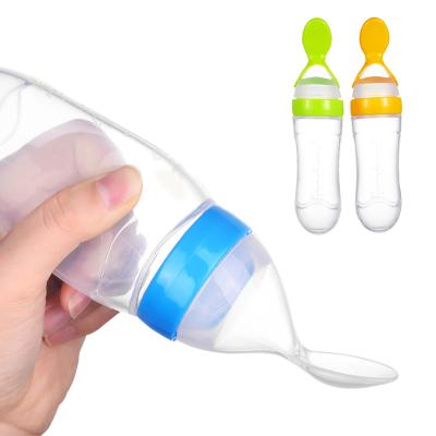 China Baby Free Custom Conductive Silicone Pouch Food Dispenser BPA Portable Safety Food Grade Logo Baby Bottle for sale