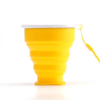 China Viable Collapsible Water Cup With Lid Outdoor Silicone Gargle Cup Portable Silicone Folding Cup for sale