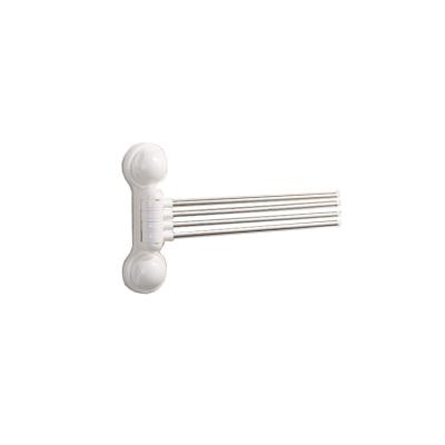 China Fashion Stainless Steel Towel Rack Bathroom Four-bar Folding Towel Rack Suction Cup Wall Mounted Rotatable Towel Rack for sale