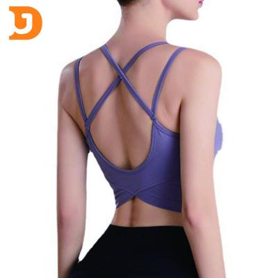 China OEM Women's Breathable Sports Bra Yoga Plus Size Backless Crop Top Fitness Running Removable Shockproof Yoga Bra Cups Yoga Sports Bra for sale