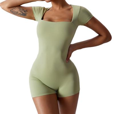 China 2023 New Fashion Women Jumpsuit Rompers Breathable Casual Short One Piece Sets Custom Outfit Women Bodycon Yoga Jumpsuit for sale