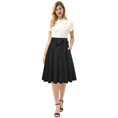 China LOUCYLEY 2021 Fashion Summer Office Plain Zipper Anti-Static Knee Bandage High Quality Elegant Casual Women Pleated Skirt Anti-Static for sale