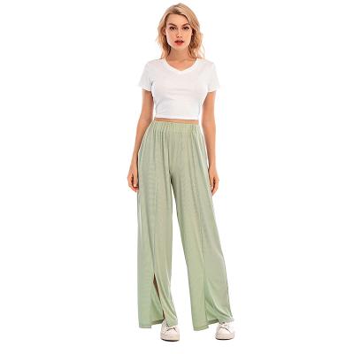 China Anti Wrinkle Femm Loose Cotton Wide Leg Pants Flar Elastic Loose Split Cotton Flar Anti Wrinkle Loose Edge Organic Women's Pants And Trousers for sale