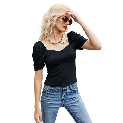 China Wholesale Summer New Look Anti-Wrinkle Anti-Wrinkle Cropped Washed Casual Sporty Widespread Collar Blast Sheath Overalls T-shirt For Women for sale