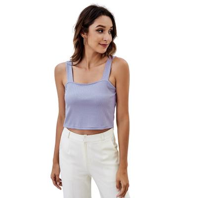 China New Design Summer Square Neck Sleeveless Camisole High Quality Fashion Sexy Anti-pilling Crop Anti-pilling Fitted Tops For Women for sale