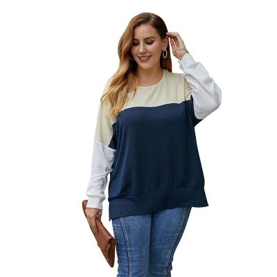 China Casual Sports Sweat Anti Shrink Sheath Blouse-chic Femme Fall Womens Anti Shrink Hipster Color Block Designs Long Big Plus Size Ladies Shirts Blouses for sale