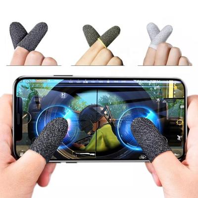 China Hot Selling 1 Pair Touch Buttons Breathable Sweatproof Professional Touch Screen Thumbs Finger Sleeve For Mobile Phone Game PU BG for sale