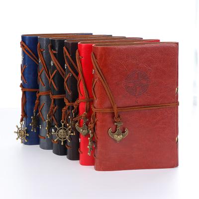 China New Design Stationery Gift Diary Notepad Eco-friendly Loose Leaf Paper Notebook For School Stationery Vintage Pirate Anchors PU Leather Notebook for sale