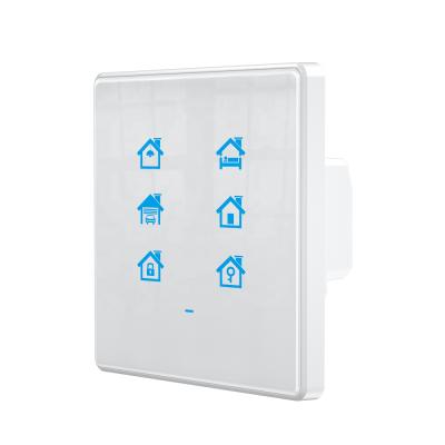 China Tuya Wall Switch 6 Band Smart Scene Switch UK EU Standard Remote Control/Mobile Timing Tuya Devices Smart Lamp Switch UK for sale