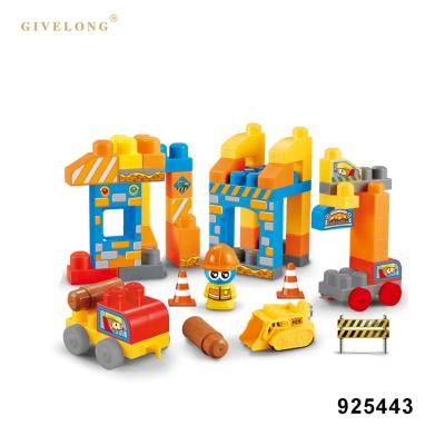 China 55PCS eco-friendly material diy plastic construction play set engineering block toy for sale for sale