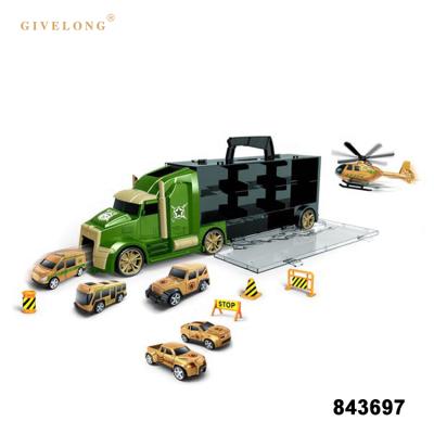 China Eco-friendly Material Military Play Set Sliding Toys Truck Car Container For Kids for sale