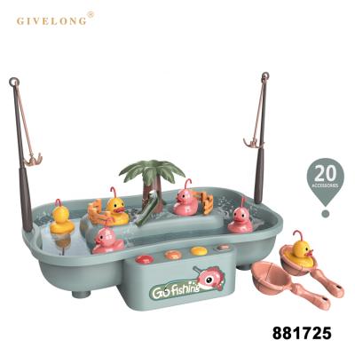 China Environmental Friendly Electric Rotating Kids Fishing Toy with Two Color Lights and 6 Songs for sale