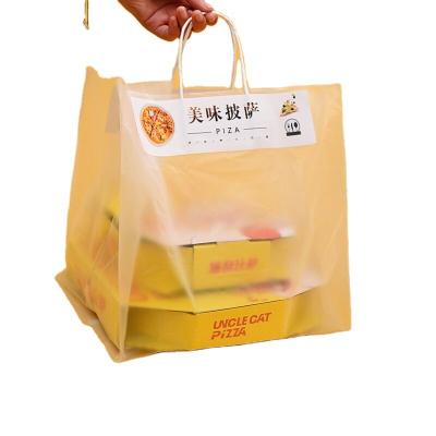 China safety manufacture pe frosted takeaway food plastic bag side brace transparent plastic bags for restaurant for sale