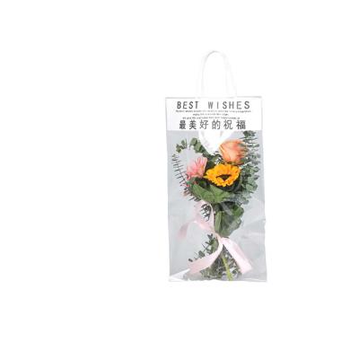 China Factory Direct Sale Handled Transparent Flowers Flower Packaging Plastic Shopping Tote Bag for sale