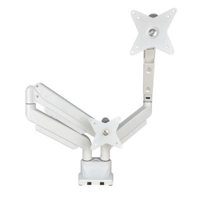 China Computer Aluminum Laptop Mount Desktop Shock Absorber Monitor Arm Dual Adjustable Computer Accessories for sale