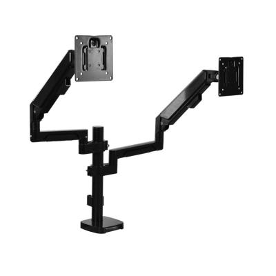 China Aluminum Desk Mount Shock Absorber Desk Mount Computer Desk Mount Adjustable Pole-Mounted Double Arm for sale