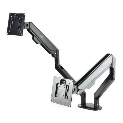 China Newest Shock Absorber Desktop Aluminum Mount Laptop Computer Dual Stand Adjustable Arm and LCD Monitor Holder for sale