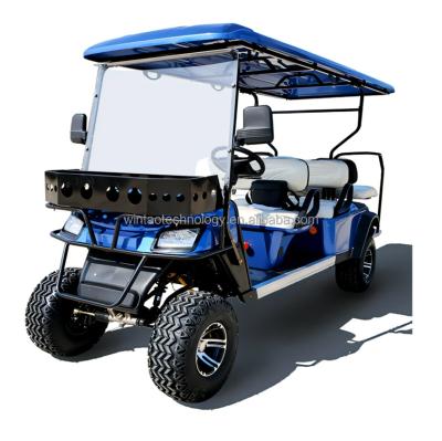 China Custom 4+2 Seaters 4 Wheel Electric Drive Golf Cart With 72V 12x7 Lithium Battery Aluminum Rim & Tire 23.5*10.5-12 for sale