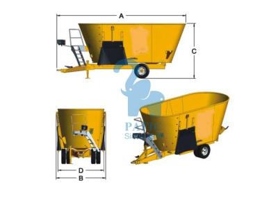 China Yellow Cattle Feed Grinder Mixer , High Speed Grain Feed Mixer Grinders For Livestock for sale