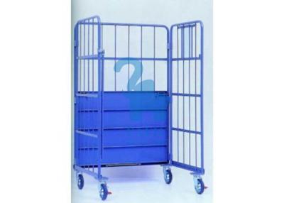 China 4 Wheels Heavy Duty Warehouse Cage Trolley , Fold Up Metal Security Cage for sale