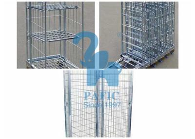 China Electroplating Steel Nestable Roll Containers , Four Wheels Security Storage Cage for sale