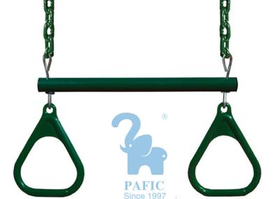 China Green Metal & Plastic Trapeze Bar And Rings Hanging With Chains Dipped for sale