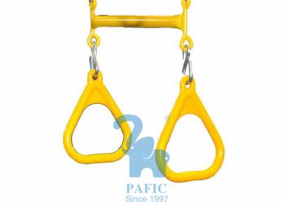 China Yellow Outdoor Slide Swing , Metal Trapeze Bar With Rings For Swing Set for sale