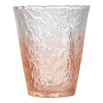 China Sustainable wholesale High quality Glacier Pattern Gradient Color  Thickened Glass Whiskey Glasses Wine Glass Water Cup for sale