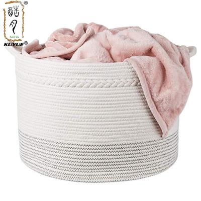 China Wholesale KUYUE X XXL Extra Large Cotton Rope Stocked Storage Basket For Children Toys Books And Laundry Basket for sale